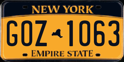NY license plate GOZ1063