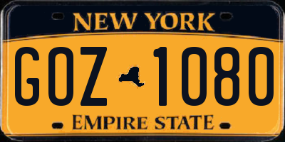 NY license plate GOZ1080