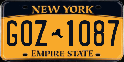 NY license plate GOZ1087