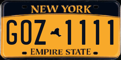 NY license plate GOZ1111
