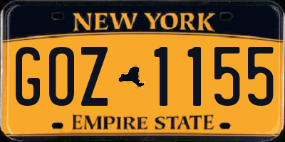 NY license plate GOZ1155