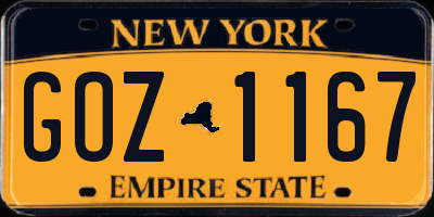NY license plate GOZ1167