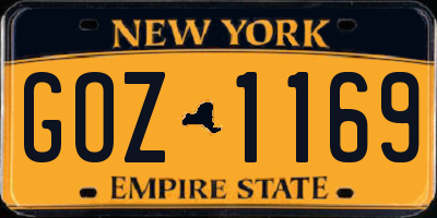 NY license plate GOZ1169