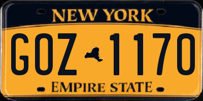 NY license plate GOZ1170