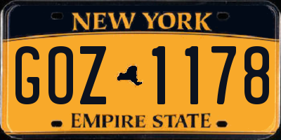 NY license plate GOZ1178