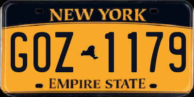 NY license plate GOZ1179