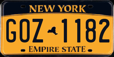 NY license plate GOZ1182