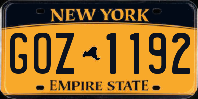 NY license plate GOZ1192