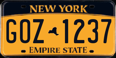 NY license plate GOZ1237