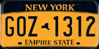 NY license plate GOZ1312