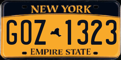 NY license plate GOZ1323