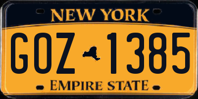 NY license plate GOZ1385