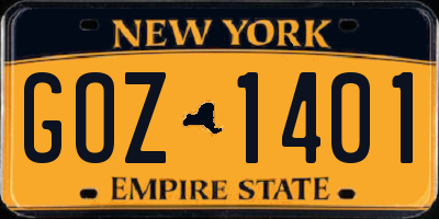 NY license plate GOZ1401