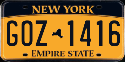 NY license plate GOZ1416