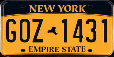 NY license plate GOZ1431