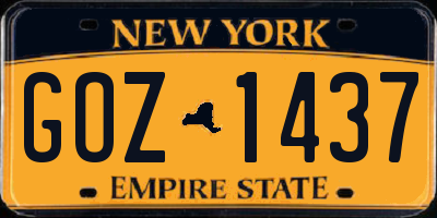 NY license plate GOZ1437