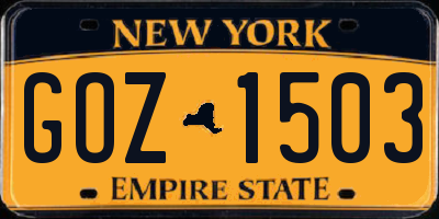 NY license plate GOZ1503