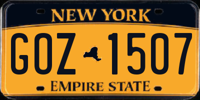 NY license plate GOZ1507