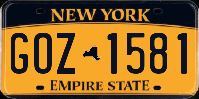 NY license plate GOZ1581