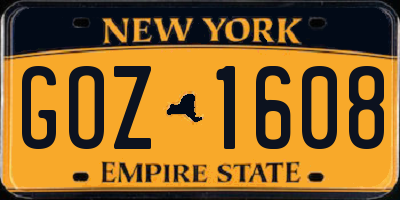 NY license plate GOZ1608