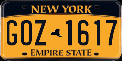 NY license plate GOZ1617