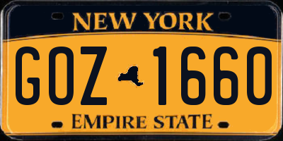 NY license plate GOZ1660