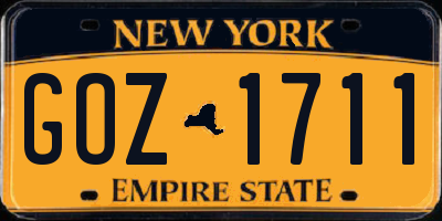 NY license plate GOZ1711