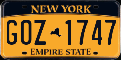 NY license plate GOZ1747