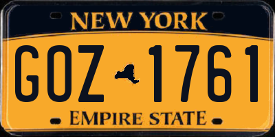 NY license plate GOZ1761