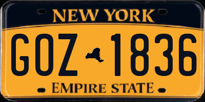 NY license plate GOZ1836