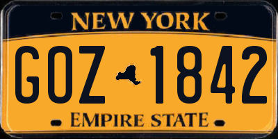 NY license plate GOZ1842