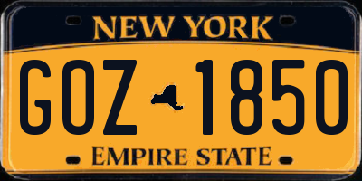 NY license plate GOZ1850