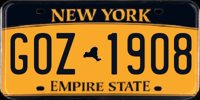 NY license plate GOZ1908