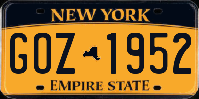 NY license plate GOZ1952