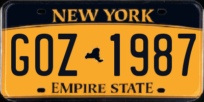 NY license plate GOZ1987