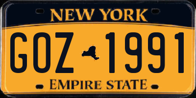 NY license plate GOZ1991