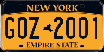 NY license plate GOZ2001