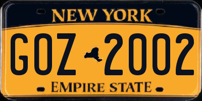 NY license plate GOZ2002