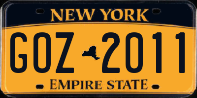 NY license plate GOZ2011
