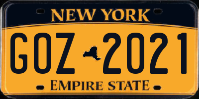 NY license plate GOZ2021
