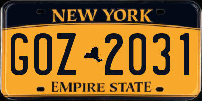 NY license plate GOZ2031