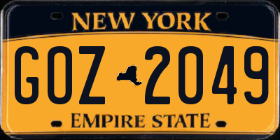 NY license plate GOZ2049