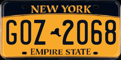 NY license plate GOZ2068