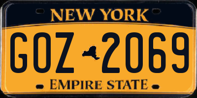 NY license plate GOZ2069