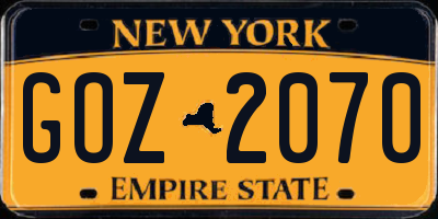 NY license plate GOZ2070