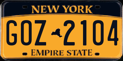NY license plate GOZ2104