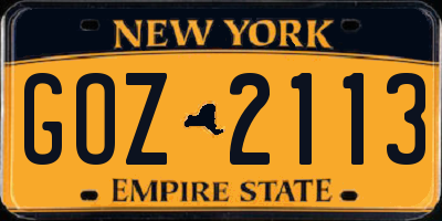 NY license plate GOZ2113