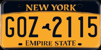 NY license plate GOZ2115
