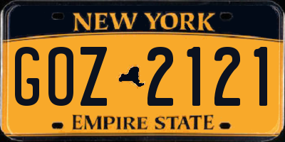 NY license plate GOZ2121