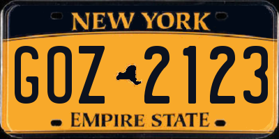 NY license plate GOZ2123